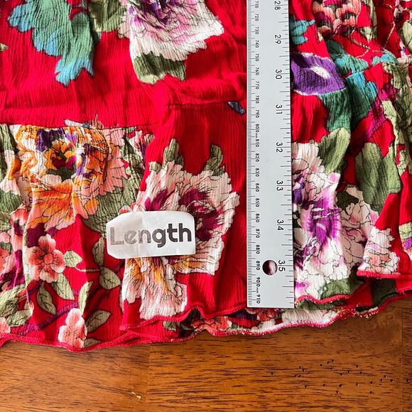 Bila Womens M Dress Floral Smocked Peasant Bohemian Sundress Festival Boho Flowy - Picture 8 of 9